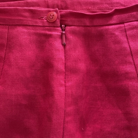 Talbots Hot Pink Irish Linen Lined Tropical Fruit Embroidered Pants Size 8P - Picture 10 of 12